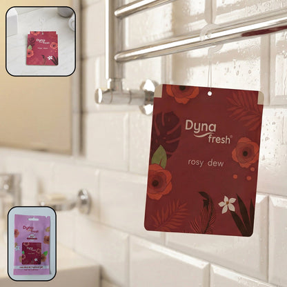 Rosy Dew Hanging Air Freshener gel with a vibrant floral fragrance for fresh spaces.