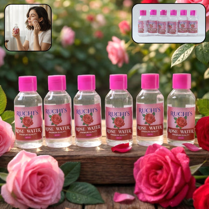 Premium rose water face cleanser 6-piece set, 100 ml bottles for daily skincare