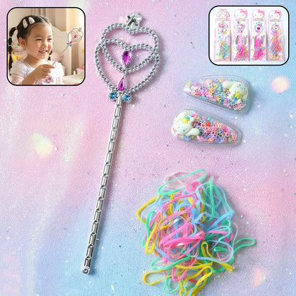 Princess-themed girls hair accessories kit with colourful clips and bands