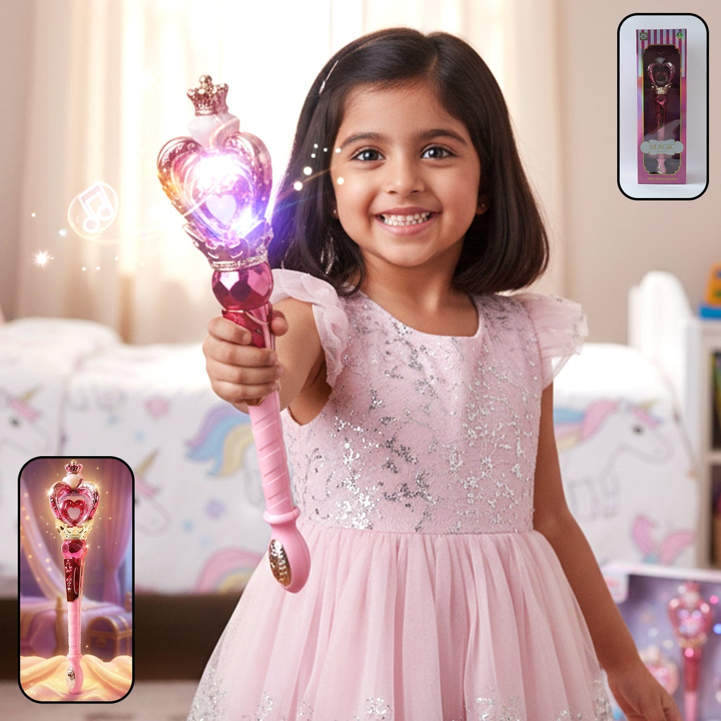 Vibrant flashing princess light wand for kids