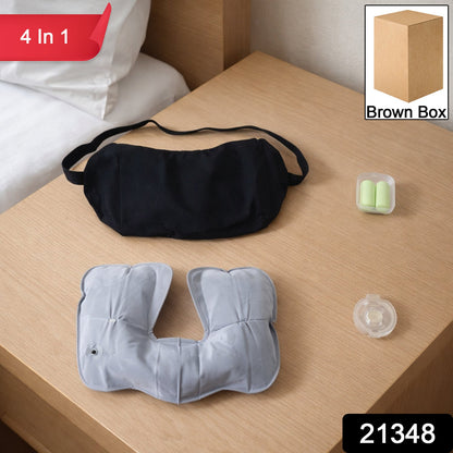 Travel Comfort Sleep Kit set with eye mask and inflatable neck pillow