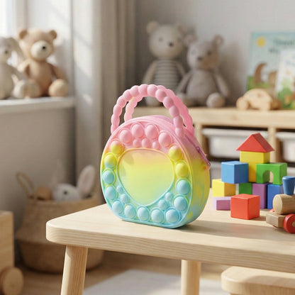 Kids sensory rainbow pop it purse shaped round for small item storage
