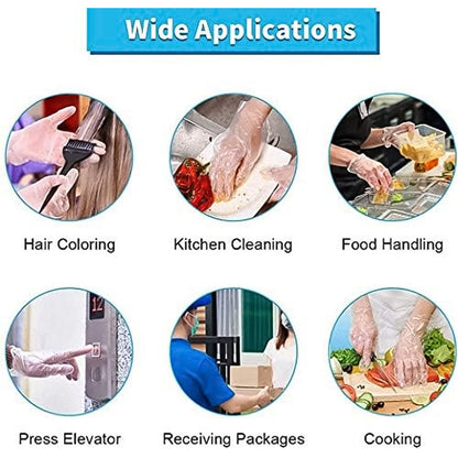 Closeup of disposable kitchen gloves made from recyclable plastic