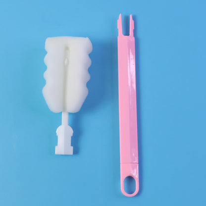 Soft silicone bristle bottle brush for safe cleaning of glass and plastic bottles.