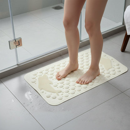 Close-up of textured surface of anti-slip bath mat for bathroom stability