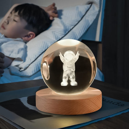 Close-up of the Moon Crystal Ball Lamp's spherical design and illuminated moon surface.