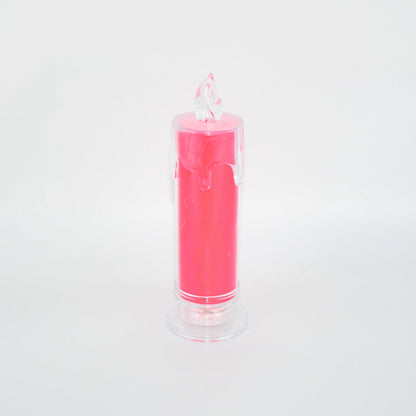 Detailed view of the red LED flameless candle, highlighting its safe and captivating glow.