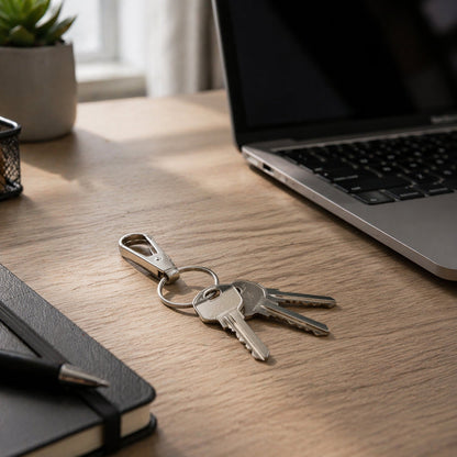 Assorted metal keychain clips for keys, bags, and belts