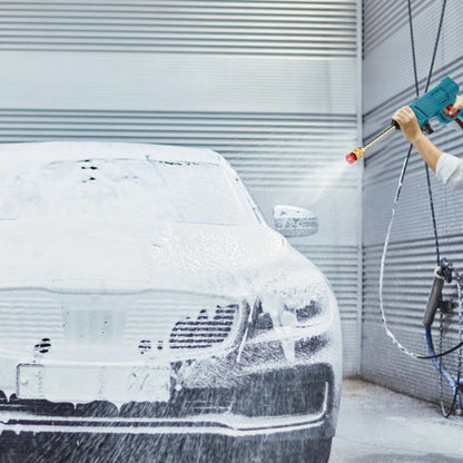 Ergonomic washer gun cordless with multiple nozzles for adjustable spray