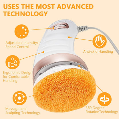 Close-up of the VelvaBloom Body Sculpting Massager being used on a leg.