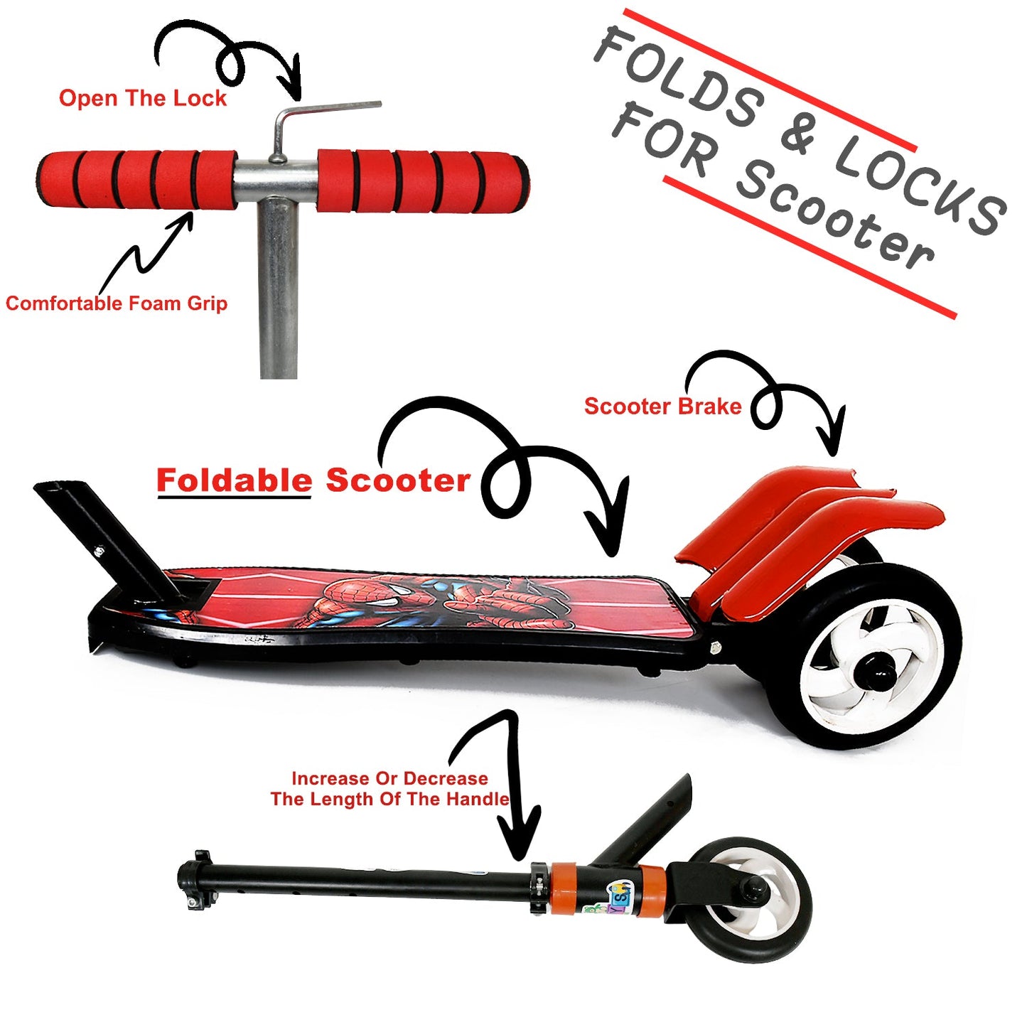 Top-down view of the scooter's wide, anti-slip deck and comfortable handlebars.