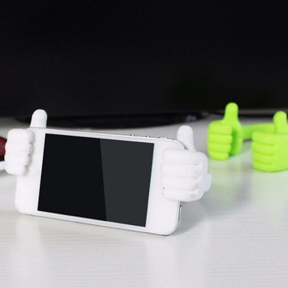 Side view of the hand-shaped mobile stand holding a phone, demonstrating its stable angle.