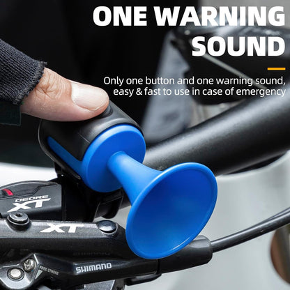 Compact electric bicycle horn with its secure battery compartment visible for maintenance.