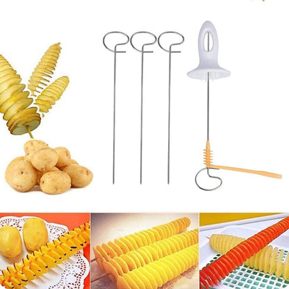 Tornado potato spiral cutter in action, creating a perfect spiral.