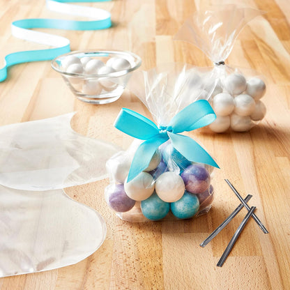 Group of clear packaging bags suitable for cookies, candies, and party favors