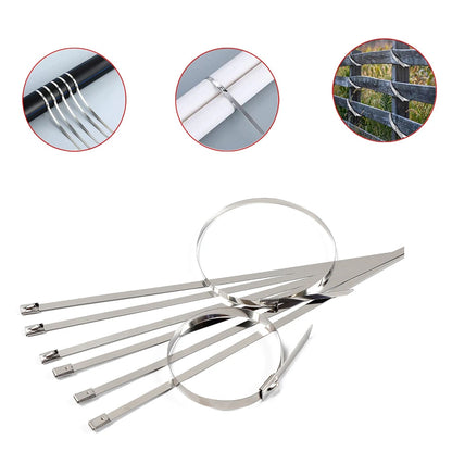 A detailed view of the 304 stainless steel material used in the construction of these robust zip ties.