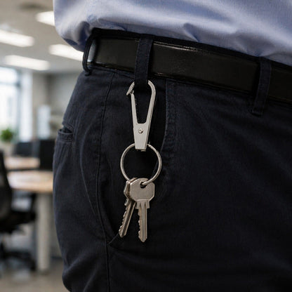 Close-up of smooth finish on durable metal key clip