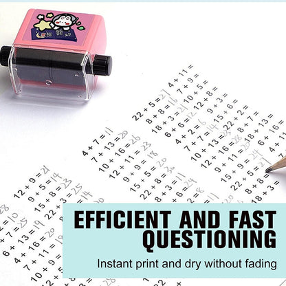InkGlow math roller stamp showing adjustable numbers for teaching.