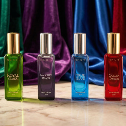 Travel size perfume gift set with four 20ml bottles