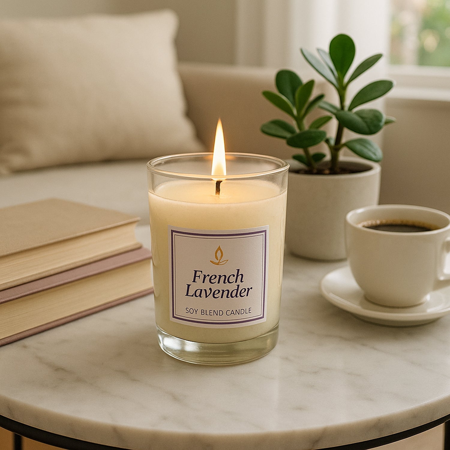 French Lavender soy candle packaged neatly in gift box