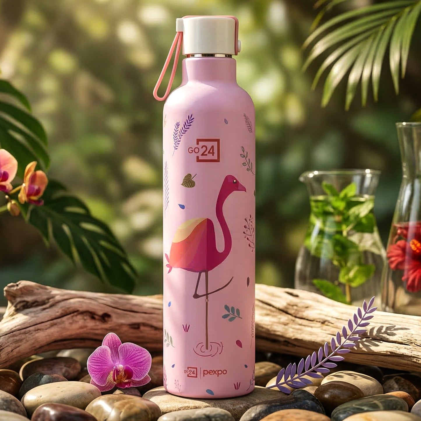 Close-up of Pexpo Oslo Art water bottle handle and grip