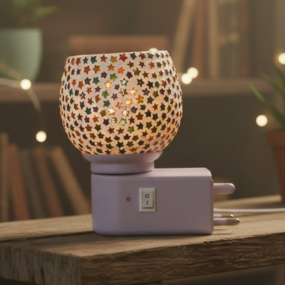 Elegant star pattern mosaic glass plug-in night lamp ideal for home décor