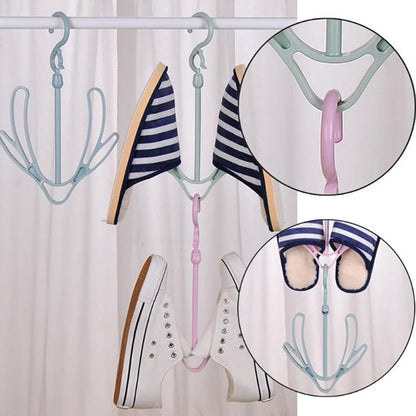 Front view of the Shoe Drying Hanger, showcasing its rotatable design.
