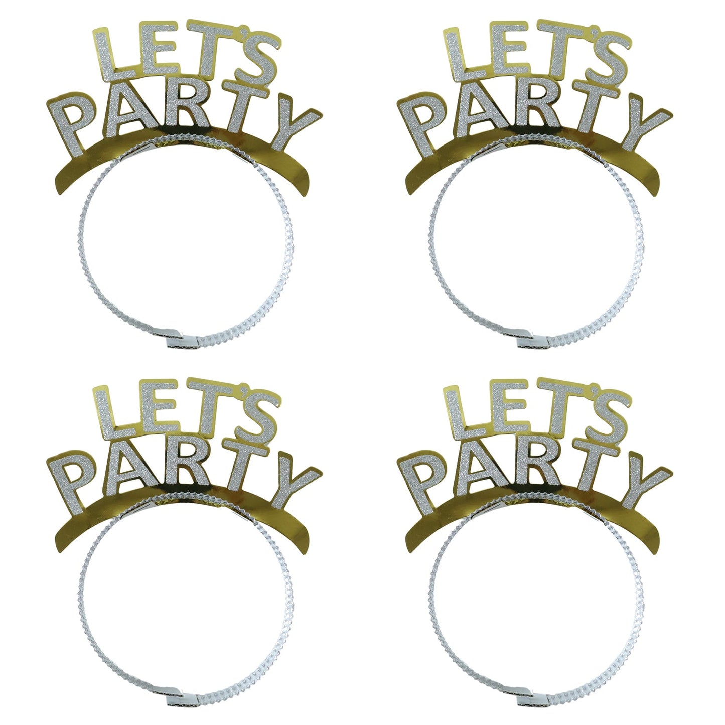 Pack of four reusable glitter party headbands perfect for birthdays and anniversary parties
