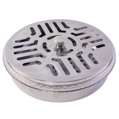 Safe coil burning stand with protective cover for indoor and outdoor use