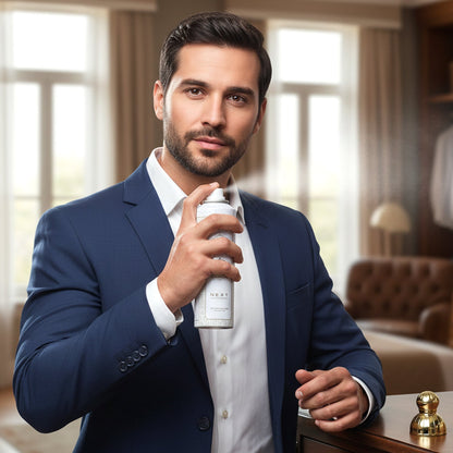 Premium White Oud fragrance spray in designer bottle