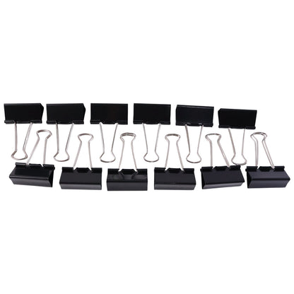 12 piece set of large 51 mm black binder clips for office use