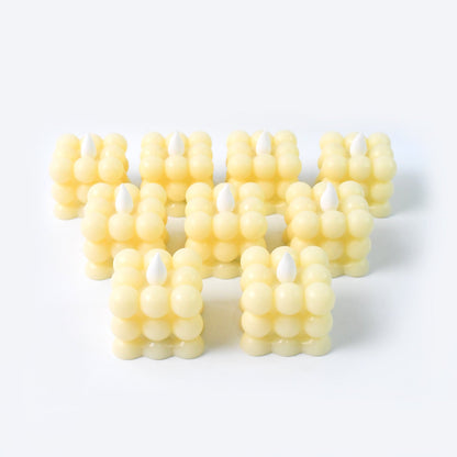 Battery-operated LED candle lights with bubble cube design