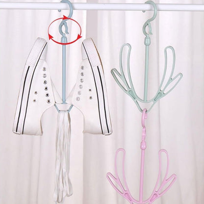 Organivo shoe drying hanger demonstrating its capacity for various shoe types.