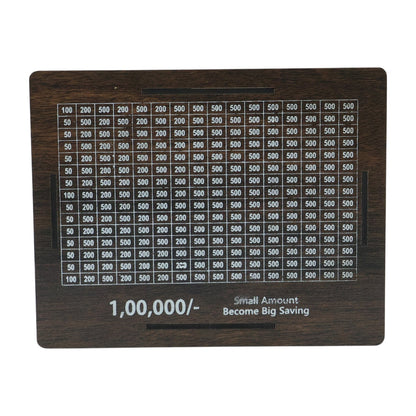 Savings tracker board with wooden piggy bank for savings goals