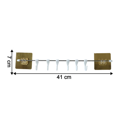 Neutral image of kitchen utility hook rack showing hooks and rod