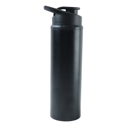Sleek stainless steel sports water bottle with comfortable grip