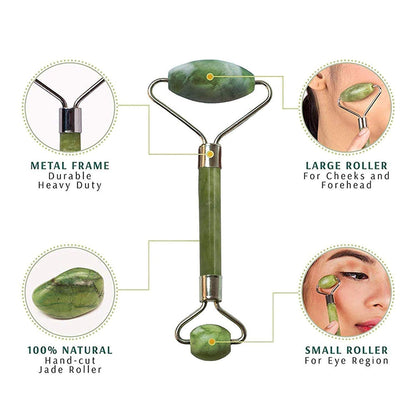 Anti-aging jade face roller promoting wrinkle reduction