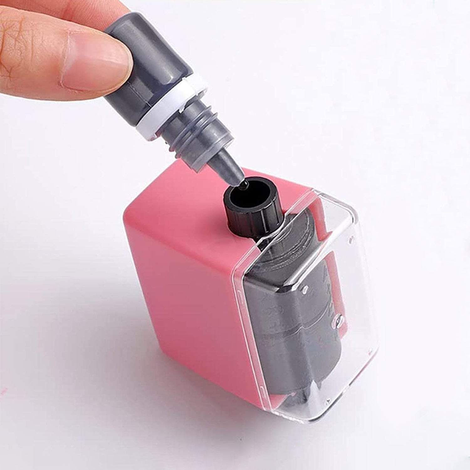 Refillable math roller stamp with ink for continuous practice sessions.