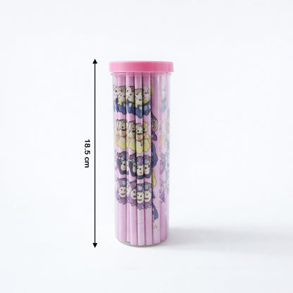 Assorted cartoon wooden pencils in a pack for kids and students