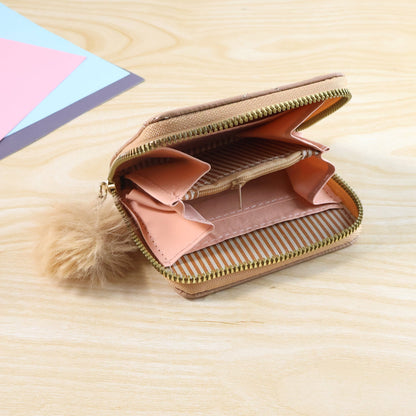 Secure zip-around children’s wallet featuring a soft fur zip puller