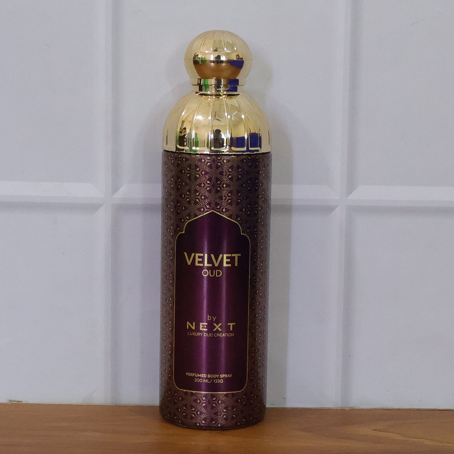 Luxury Velvet Oud body spray bottle with elegant finish