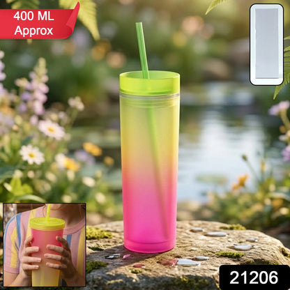 Colorful gradient tumbler cup with straw and lid