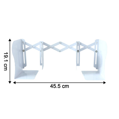 Iron desk book organizer with adjustable telescopic accordion feature