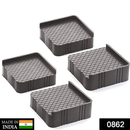 Four-piece refrigerator base stand set for washing machines and appliances.
