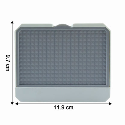 Close-up view of self-draining tray soap holder for wash basins