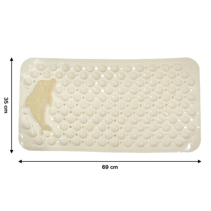 Anti-slip bath mat on wet bathroom floor enhancing safety and grip