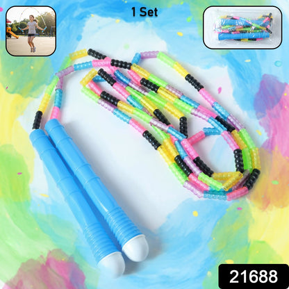 Set of one colorful beaded skipping rope ideal for kids outdoor play and exercise