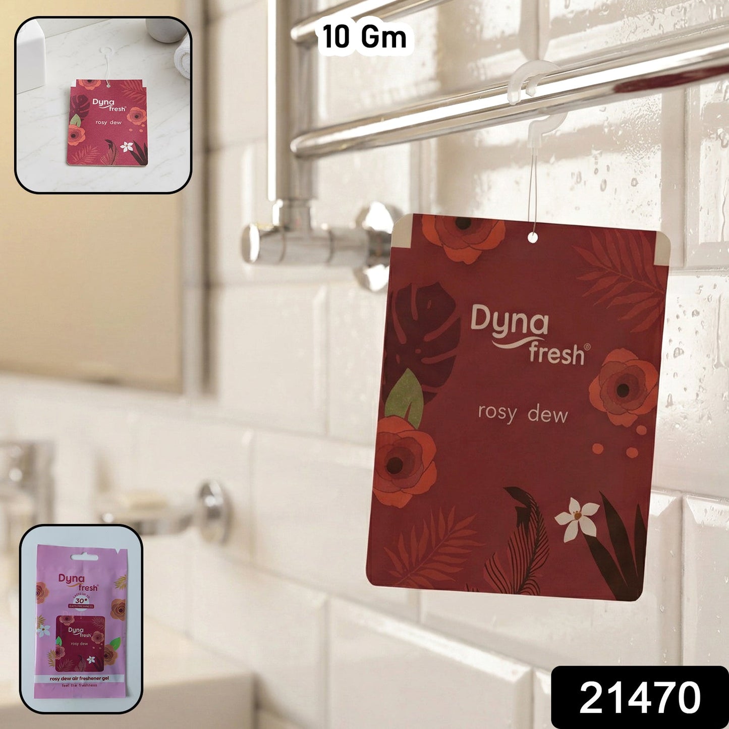 Compact Rosy Dew fragrance gel air freshener ideal for small, enclosed areas.