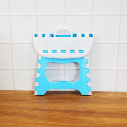 Side view of foldable step stool highlighting slim portable design