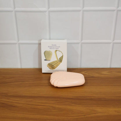 Makeup brushes with compact mirror box ideal for quick touch-ups
